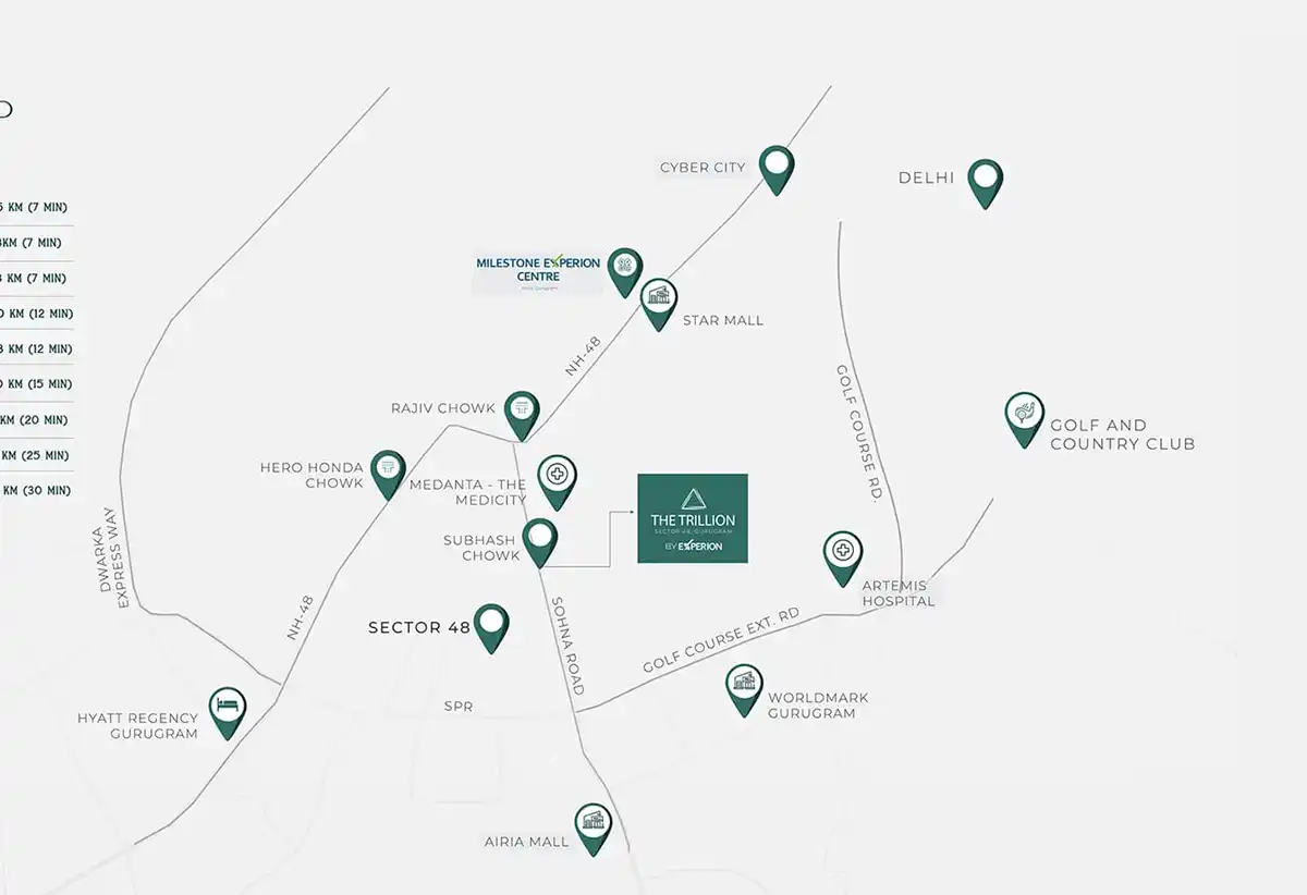 Experion The Trillion Gurgaon Location Map